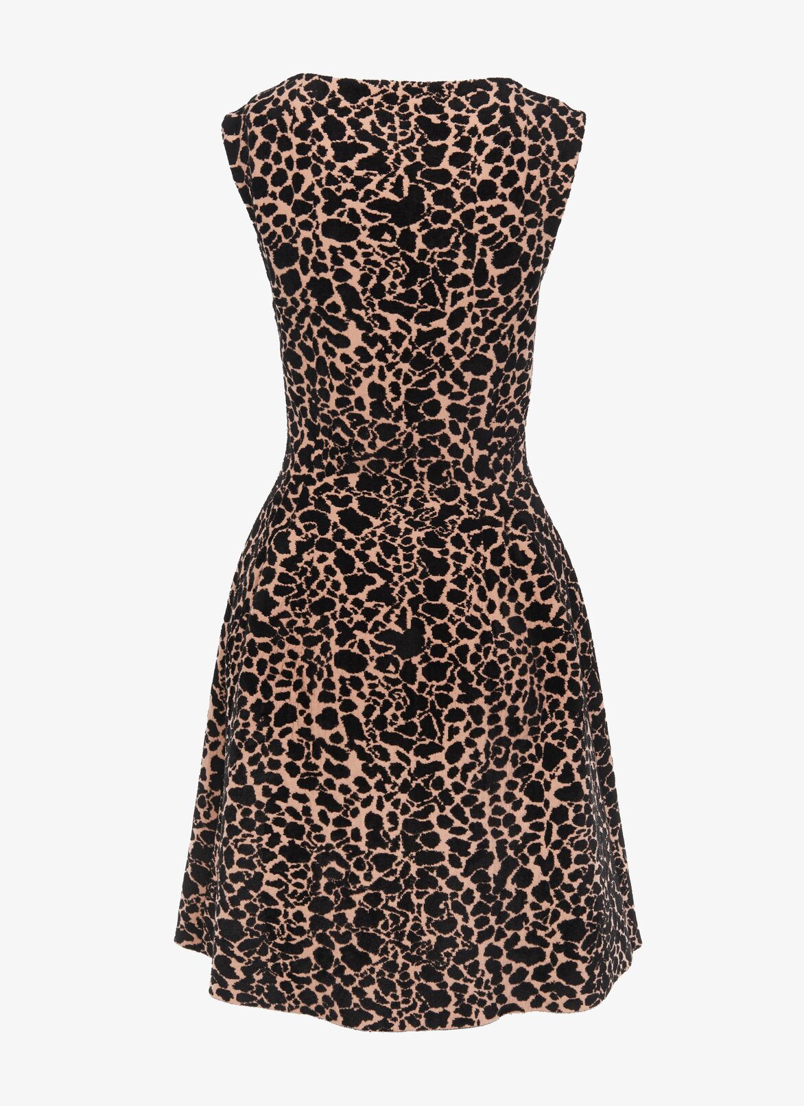 Panther velvet jacquard flared dress ALAÏA BLUSH/BLACK PANTHER VELVET JACQUARD FLARED DRESS
